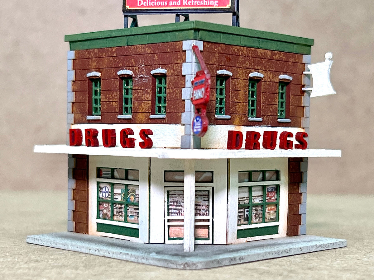 N Scale Corner Drug Store