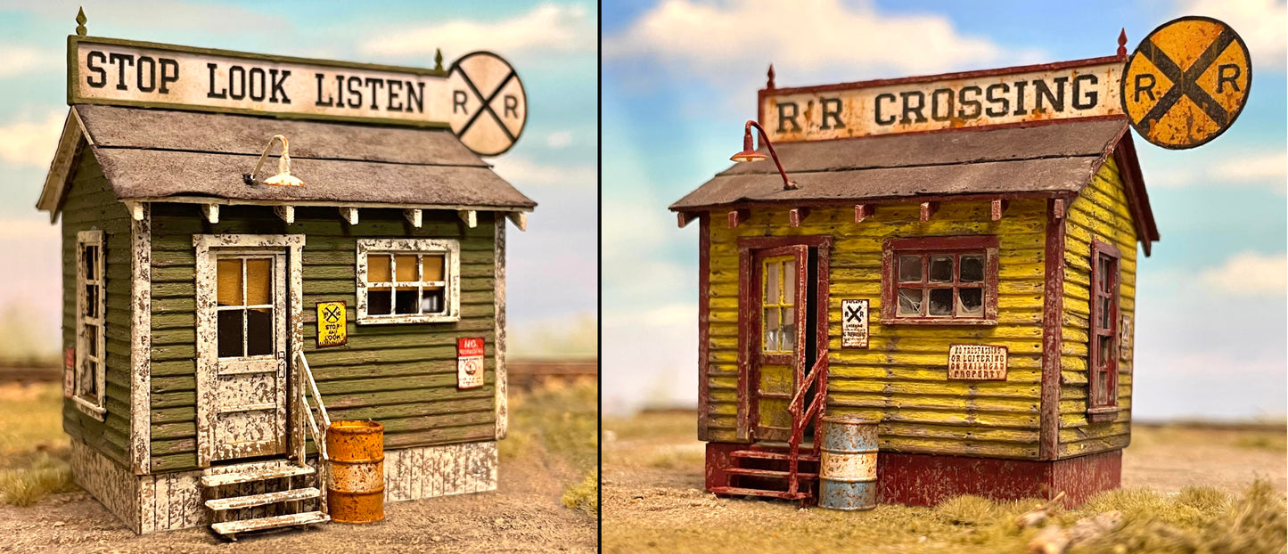 HO Scale Railroad Crossing Shack 2- Pack